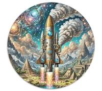 Rocket 1000 Pieces Jigsaws Stress Reliever Difficult Challenge for Adults Kids Unique Challenge Games Spacecraft Circular Puzzle Family Game Gifts And Gifts 1000pcs (67.5x67.5cm)