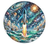 Rocket 1000 Pieces Jigsaws Stress Reliever Difficult Challenge for Adults Kids Unique Challenge Game Spacecraft Creative Round Jigsaw Puzzles Home Decor Gifts And Gifts 1000pcs (67.5x67.5cm)