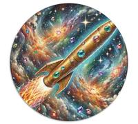 Rocket 1000 Pieces Jigsaws Stress Reliever Difficult Challenge for Adults Kids Unique Challenge Games Spacecraft Round Puzzles Family Game Gifts And Gifts 1000pcs (67.5x67.5cm)