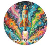 Rocket 1000 Pieces Jigsaws Stress Reliever Difficult Challenge for Adults Kids Unique Challenge Game Spacecraft Circular Puzzle Family Game Gifts And Gifts 1000pcs (67.5x67.5cm)