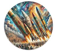 Rocket 1000 Pieces Jigsaws Stress Reliever Difficult Challenge for Adults Kids Unique Challenge Game Spacecraft Round Puzzles Family Game Gifts And Gifts 1000pcs (67.5x67.5cm)
