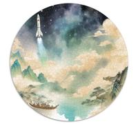 Rocket 1000 Pieces Jigsaws Stress Reliever Difficult Challenge for Adults Kids Unique Challenge Games Spacecraft Creative Round Jigsaw Puzzles Family Game Gifts And Gifts 1000pcs (67.5x67.5cm)