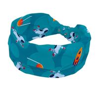 Rocket and Spacmen Wide Headbands for Women Elastic Head Bands Non Slip Hairband Turban Headband for Workout Yoga Sport Running