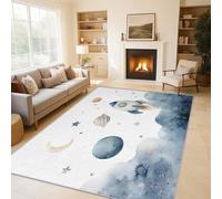 Rocket Area Rugs for Living Room, Cartoon Plant Star Moon Kids Boys Rugs for Bedroom 50x80cm, Machine Washable Carpet, Non Slip Soft Low Pile Patterned Indoor Rug QAZ22