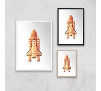 Rocket Art Print - A3 - White Frame