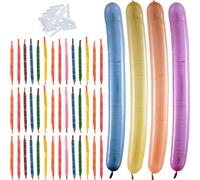 Rocket Balloon Pack of 100 Colorful Long Flying Latex Balloons with Blow Tube, Twisted, Flying with Whistles for Party Birthdays