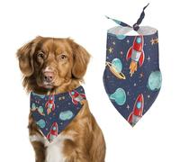 Rocket Clipart Space Ship Dog Bandanas - Cute Pet Scarf for Dogs Cats Triangle Kerchief Bibs Soft Breathable Pet Bandanas Fashion Accessory for Puppy Small Medium Large Pets