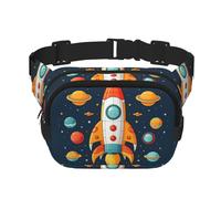 Rocket Clipart Space Ship Fanny Pack For Women Waterproof Adjustable Belt Bags Waist Pack Fashion Casual Crossbody Bags Bum Bag For Running Workout Hiking Traveling, Black, One Size