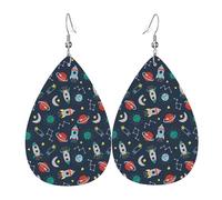 Rocket Clipart Space Ship Holiday Earrings For Women, Festive Star Drop Earrings, Chic Dangle Jewelry For Celebrations