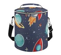 Rocket Clipart Space Ship Lunch Bag, 15L Portable Leakproof Picnic Basket with Shoulder Strap, Insulated Picnic Cooler Bag for Camping, Beach, Hiking & Groceries