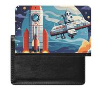 Rocket Clipart Space Ship Passport Holder ID Card Protector Case Holder Travel Pack Unisex-adult Waterproof Passport
