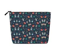 Rocket Clipart Space Ship Patterned Single Layer Cosmetic Bag, Travel Toiletry Bag, Suitable for Business Trips and Daily use.