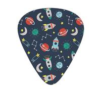 Rocket Clipart Space Ship Print Guitar Picks,12 Pack Guitar Plectrums Thin, For Bass Electric Acoustic Guitars Ukulele