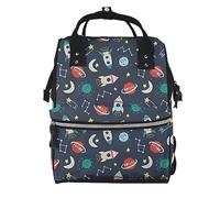 Rocket Clipart Space Ship Printed Changing Bag Backpack Baby Nappy Diaper Bag Unisex Travel Back Pack For Moms And Dads