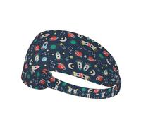 Rocket Clipart Space Ship Printing Full-Print Elastic Exercise Headband, Adjustable Fit Great For Yoga,Hikingâ€‹ Exercise Headband