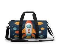 Rocket Clipart Space Ship Sport Gym Duffle Travel Bag for Women Men Overnight Weekender Bag with Shoe Compartment,Wet Pocket, style, 17.7in/9in/9in