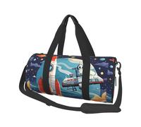 Rocket Clipart Space Ship Travel Duffel Bag Sports Gym Bag, Lightweight Overnight Weekender Bag With Shoes Compartment Yoga Gym Sports Bag For Men Women