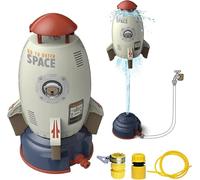 Rocket Design Water Sprinkler for Kids - Hydraulic Liftoff & Spin Outdoor Toy, Backyard Water Pressure Play Set for Summer Fun & STEM Learning (Gray+3m Pipe)
