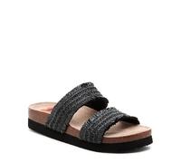 Rocket Dog Womens Aruba Raffia Twin Strap Footbed Sandals Black 5