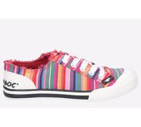 Rocket Dog Jazzin Eden Stripe Womens Girls Shoes Trainers, Size 5 In Red Multi