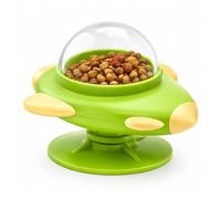 Rocket Dog Treat Dispenser Toy, Interactive Puzzle Feeder for Dogs and Cats | 360° Rotating Food Puzzle Toy with Transparent Food Chamber for Dogs and Cats, Green