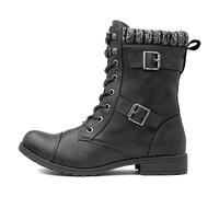 Rocket Dog Women's Fashion Boot Billie – Ankle Buckle Lace-Up Military – Black UK 5