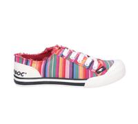 Rocket Dog Womens/Ladies Jazzin Eden Stripe Lace Up Canvas Trainer (Red/Multi) - Size UK 6
