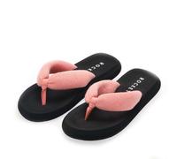Rocket Dog Womens Sunset Puff Flip Flops in Peach Textile - Size UK 8
