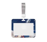 Rocket Flag Progress Id Badge Holder with Lanyard-Horizontal Card Protector, Clear Abs Hard Shell for Work Office Events