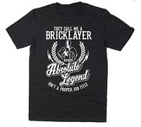 Rocket Fuel 'Bricklayer - Absolute Legend' Mens Funny Printed T-Shirt - Black - Medium