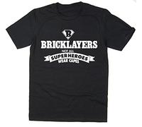 Rocket Fuel 'Bricklayers - Not All Superheroes Wear Capes' Mens Funny Printed T-Shirt - Black - XL