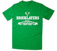 Rocket Fuel 'Bricklayers - Not All Superheroes Wear Capes' Mens Funny Printed T-Shirt - Green - XL