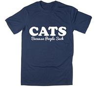 Rocket Fuel 'Cats - Because People Suck' Mens Funny Printed T-Shirt Navy - Large