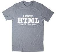 Rocket Fuel 'I Know HTML' Mens Funny Printed T-Shirt Grey - XXL