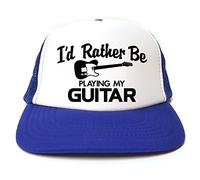 Rocket Fuel 'I'd Rather Be Playing My Guitar' Funny Printed Trucker Cap - Royal Blue