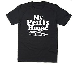 Rocket Fuel 'My Pen is Huge' Mens Funny Printed T-Shirt Black - XXL