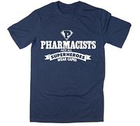 Rocket Fuel 'Pharmacists - Not All Superheroes Wear Capes' Mens Funny Printed T-Shirt - Navy - Large