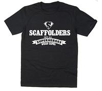 Rocket Fuel 'Scaffolders - Not All Superheroes Wear Capes' Mens Funny Printed T-Shirt - Black - XL
