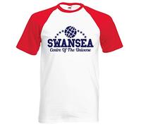 Rocket Fuel 'Swansea - Centre of The Universe' Mens Funny Printed Baseball T-Shirt