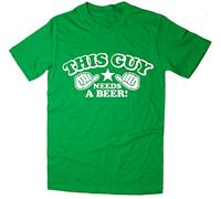 Rocket Fuel 'This Guy Needs A Beer!' Mens Funny Printed T-Shirt - Green - Medium