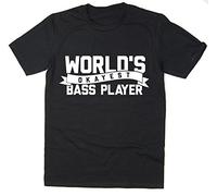 Rocket Fuel 'World's Okayest Bass Player' Mens Funny Printed T-Shirt Black - Medium