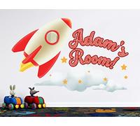 Rocket Giant Peel and Stick Wall Decals - Space Ship Decal for Walls - Custom Name Rocket ship Room Decor - Customize Space Wall Decals for Boys Bedroom - Outer Space Wall Stickers - Galaxy Wall Decal