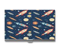 Rocket in Space Business Card Holder Aluminum Alloy Business Card Holder Ultra-Thin ID Cards Case for Office Workers Customer Visit Cooperation Negotiation