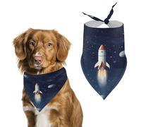 Rocket in Space Easter Dog Bandanas for Small Medium Large Dogs,Cat Dogs,Pet Scarf - Polyester Cute Bibs.Triangle Pet Scarf for Puppy Pet,Personalized Birthday/Party Fun Idea Gift
