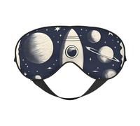 Rocket in Space Print Eye Mask,Soft Blackout Blindfold Eye Cover for Women Men Full Night's Sleep,Travel