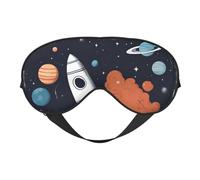 Rocket in Space Print Eye Mask,Soft Blackout Blindfold Eye Cover for Women Men Full Night's Sleep,Travel