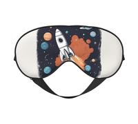 Rocket in Space Print Functionality Cozy Eye Mask Adjustable Strap Nap Night Travel Camping Yoga Relax