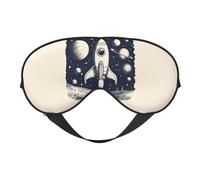 Rocket in Space Print Functionality Cozy Eye Mask Adjustable Strap Nap Night Travel Camping Yoga Relax