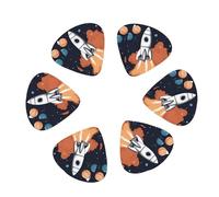 Rocket in Space Print Guitar and Ukulele Picks For Music Lovers 12 PCS Mixed Gauges(0.46/0.71/0.96mm)
