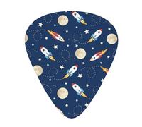 Rocket In Space Print Guitar Picks,12 Pack Guitar Plectrums Thin, For Bass Electric Acoustic Guitars Ukulele